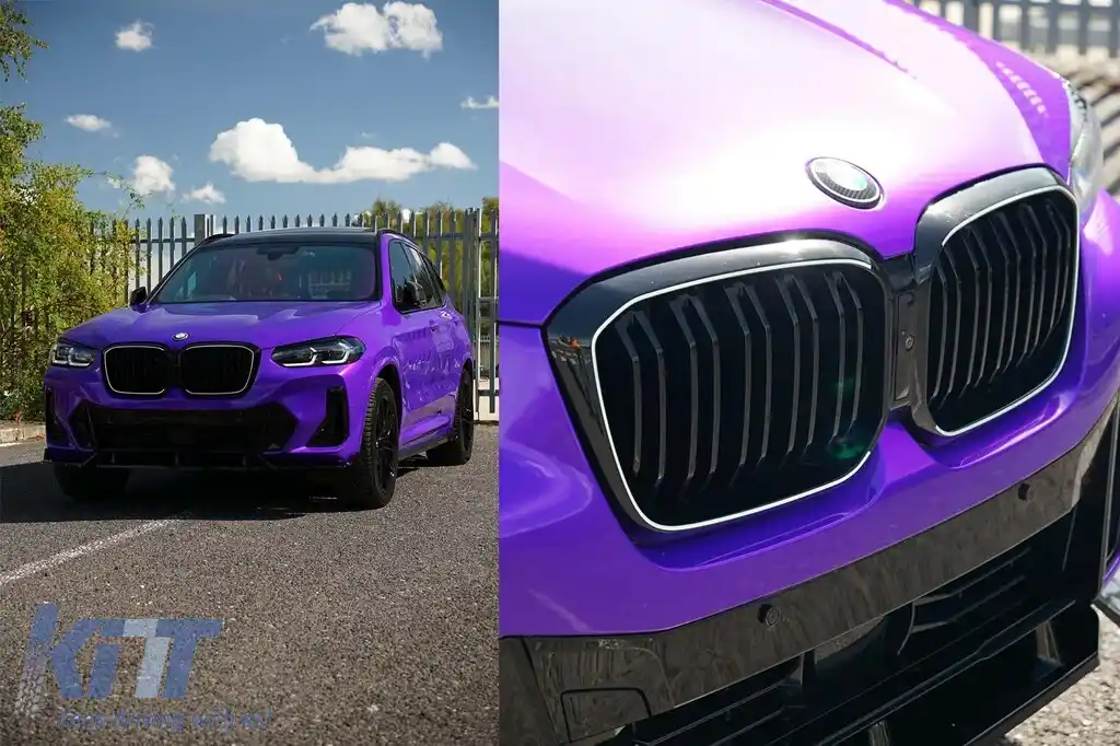 Rădăcini iluminate tip Iconic Glow cu nervuri duble potrivite pentru BMW X3 G01, X4 G02 2022-2024, lac negru-image-6146883