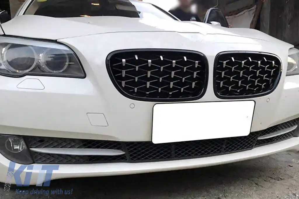 Rădăcini tip diamant crom/negru potrivite pentru BMW Seria 5 F10 sedan, F11 touring 2010-2017-image-6236853