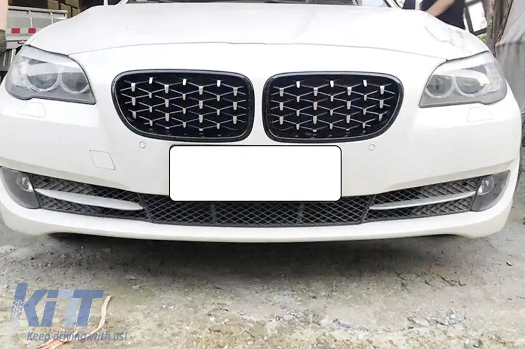 Rădăcini tip diamant crom/negru potrivite pentru BMW Seria 5 F10 sedan, F11 touring 2010-2017-image-6236854