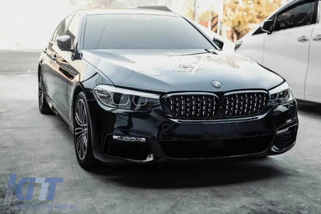 Rădăcini tip diamant crom/negru potrivite pentru BMW Seria 5 G30 sedan, G31 break 2017-2020-image-6236898