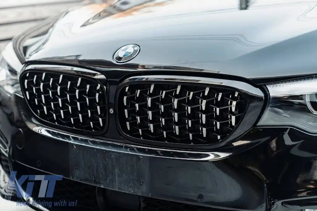 Rădăcini tip diamant crom/negru potrivite pentru BMW Seria 5 G30 sedan, G31 break 2017-2020-image-6236899