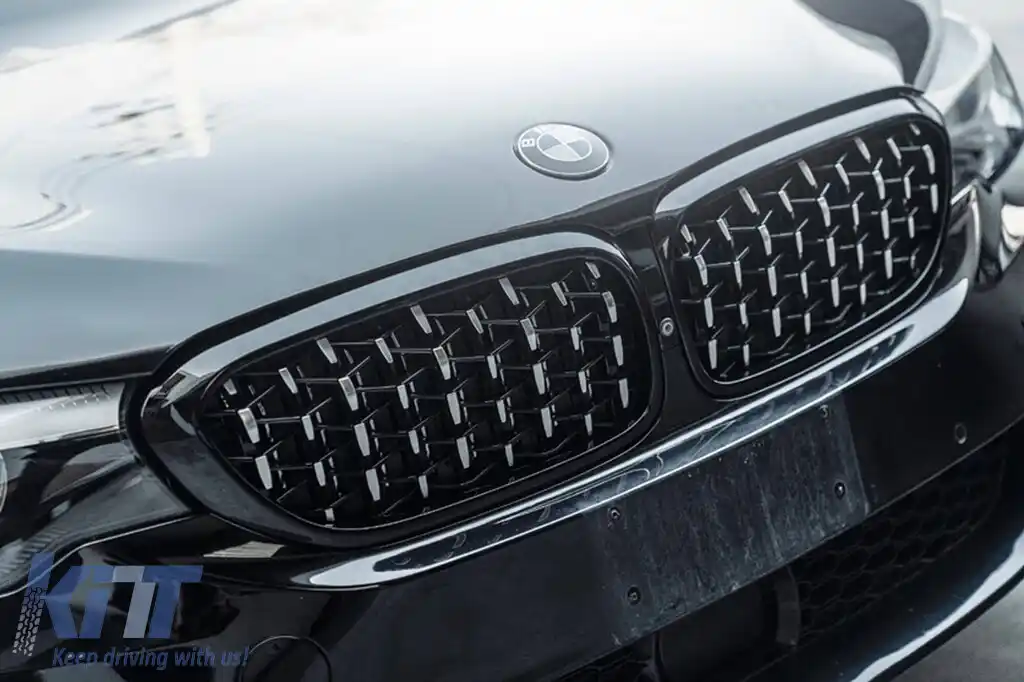 Rădăcini tip diamant crom/negru potrivite pentru BMW Seria 5 G30 sedan, G31 break 2017-2020-image-6236900