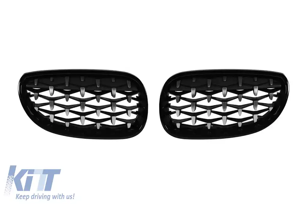 Rădăcini tip diamant crom/negru potrivite pentru BMW Seria 5 E60 sedan, E61 touring 2004-2010