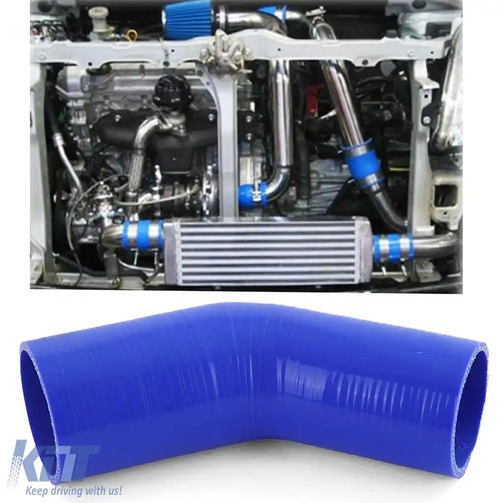 Reducer de cot din silicon pentru performanță 45° Ø 70 la 63mm albastru