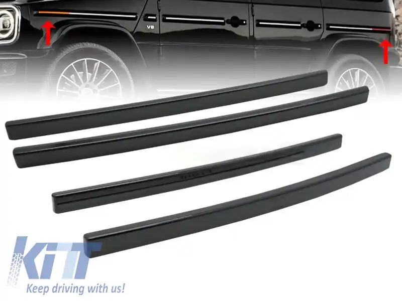 Reflectoare potrivite pentru garniturile laterale ale Mercedes G-Class W464 A Design după 2018, față și spate, negre