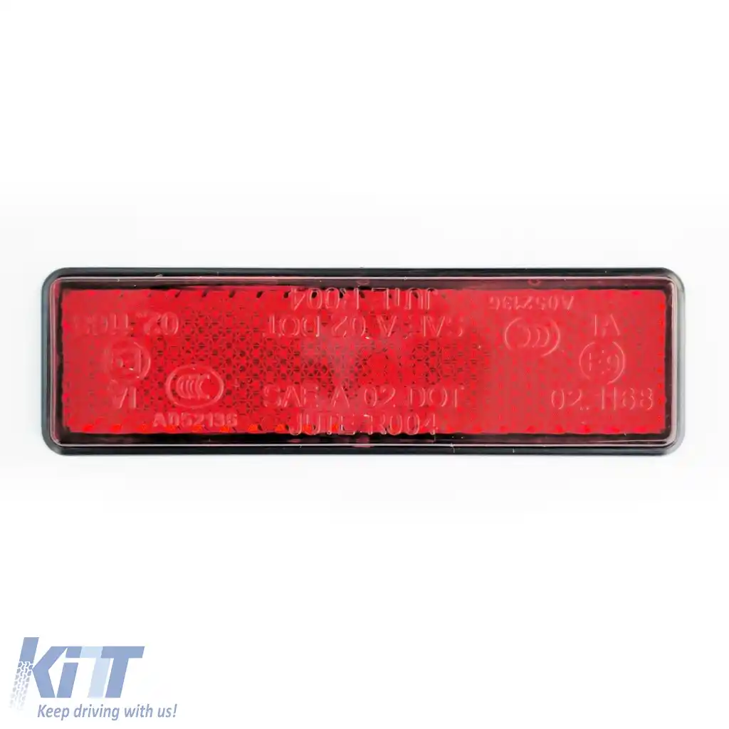 Reflector universal pentru motocicletă 9x2.5cm roșu cu pad adeziv și marcaj E