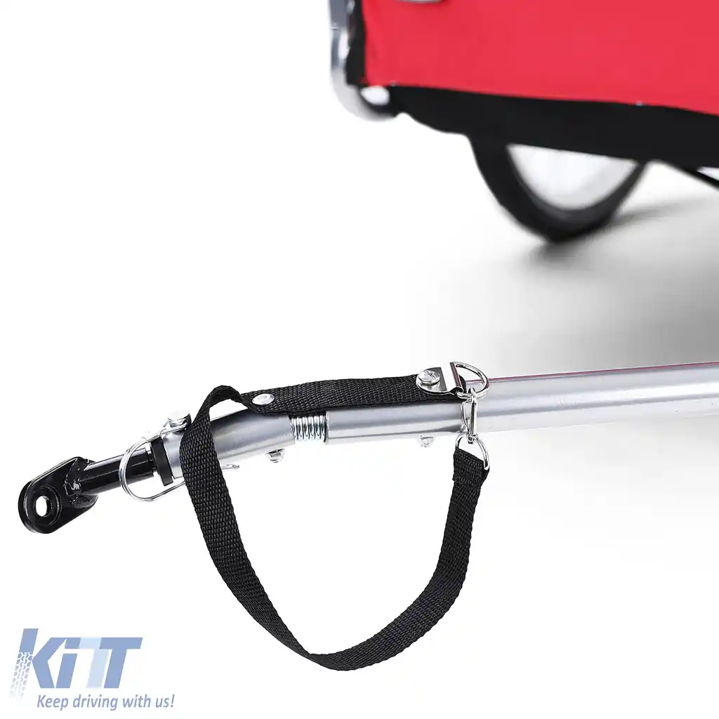 Remorcă pentru bicicletă, remorcă pentru câini, pliabilă pentru animale de companie, roșie-neagră, până la 40kg-image-6195335