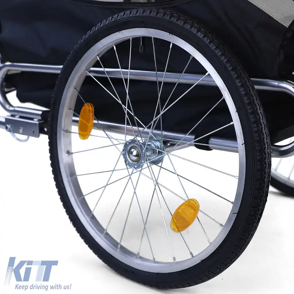 Remorcă pentru bicicletă, remorcă pentru câini, pliabilă pentru animale de companie de până la 40kg, gri-negru-image-6197321