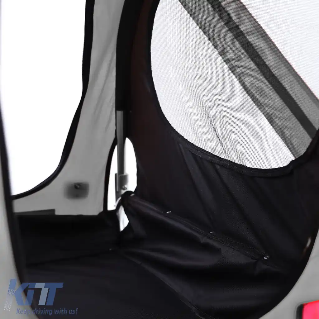 Remorcă pentru bicicletă, remorcă pentru câini, pliabilă pentru animale de companie de până la 40kg, gri-negru-image-6197325