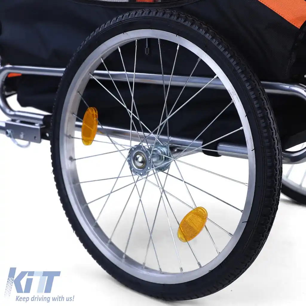 Remorcă pentru bicicletă, remorcă pentru câini, pliabilă, pentru animale de companie de până la 40kg, portocalie-neagră-image-6268342