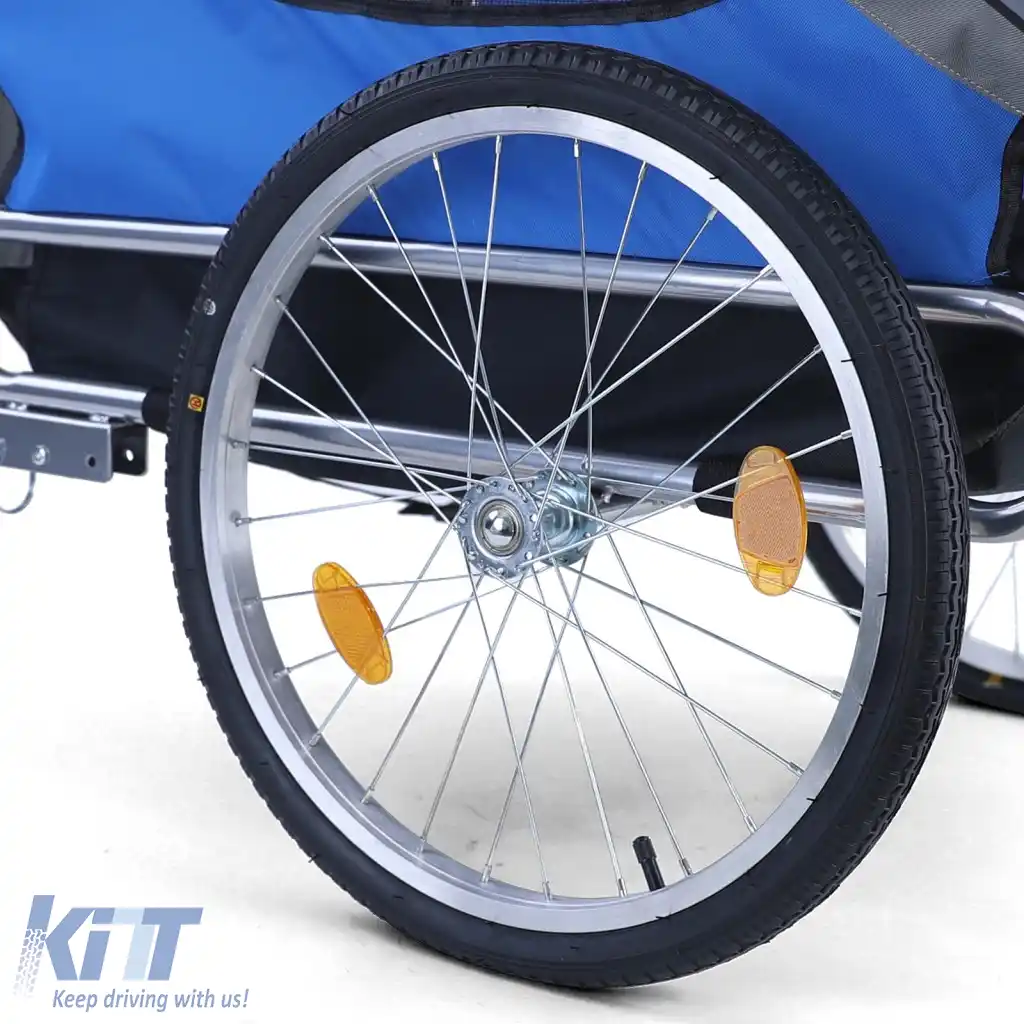 Remorcă pentru bicicletă, remorcă pentru câini, pliabilă pentru animale de companie de până la 40kg, gri-albastru-image-6326500