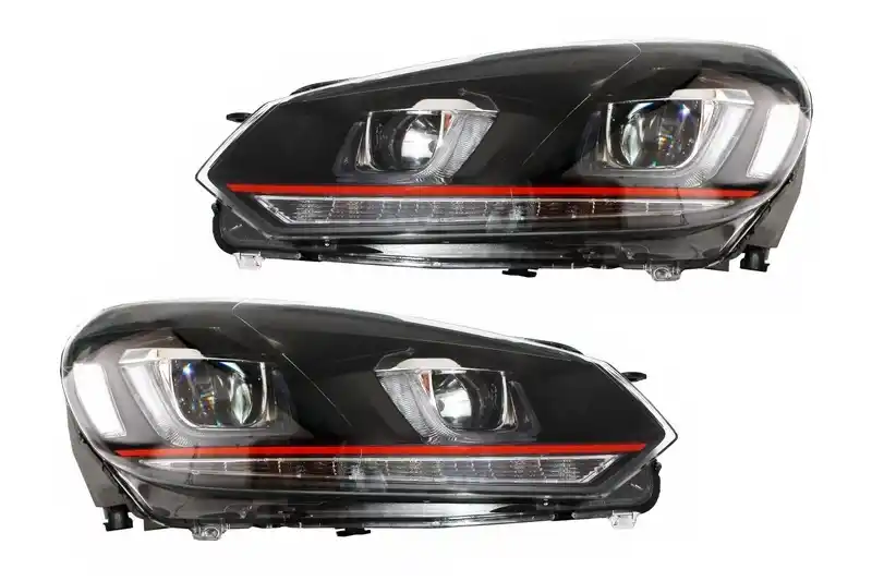 RHD Faruri LED compatibil cu VW Golf 6 VI (2008-2013) Golf 7 U Design Rosu GTI Semnal Dinamic