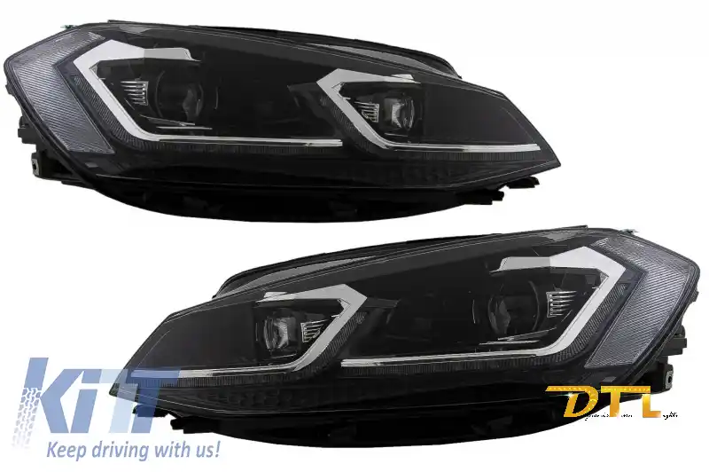 RHD Faruri LED compatibil cu VW Golf 7.5 VII Facelift (2017-up) cu Semnal Dinamic