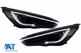 RHD Faruri LED DRL compatibil cu Ford Focus III Mk3 Facelift (2015-2017) Bi-Xenon Design Semnalizare Dinamica-image-6070540