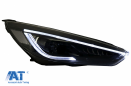 RHD Faruri LED DRL compatibil cu Ford Focus III Mk3 Facelift (2015-2017) Bi-Xenon Design Semnalizare Dinamica-image-6070541