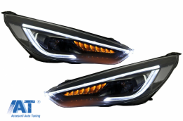 RHD Faruri LED DRL compatibil cu Ford Focus III Mk3 Facelift (2015-2017) Bi-Xenon Design Semnalizare Dinamica-image-6070543