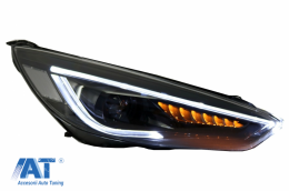 RHD Faruri LED DRL compatibil cu Ford Focus III Mk3 Facelift (2015-2017) Bi-Xenon Design Semnalizare Dinamica-image-6070544