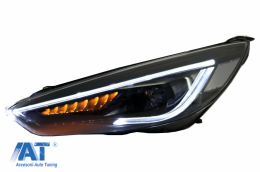 RHD Faruri LED DRL compatibil cu Ford Focus III Mk3 Facelift (2015-2017) Bi-Xenon Design Semnalizare Dinamica-image-6070545