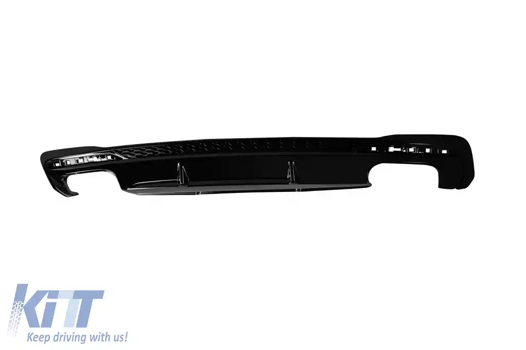 S4 type diffuser suitable for rear S line bumper on Audi A4 sedan, wagon 2020-2022, black lacquer -oo--oo--image-6261050