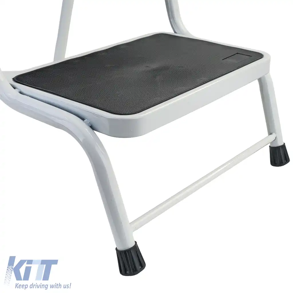 Scară dublă pentru caravană cu 2 trepte, platformă de până la 150kg, albă-image-6207067