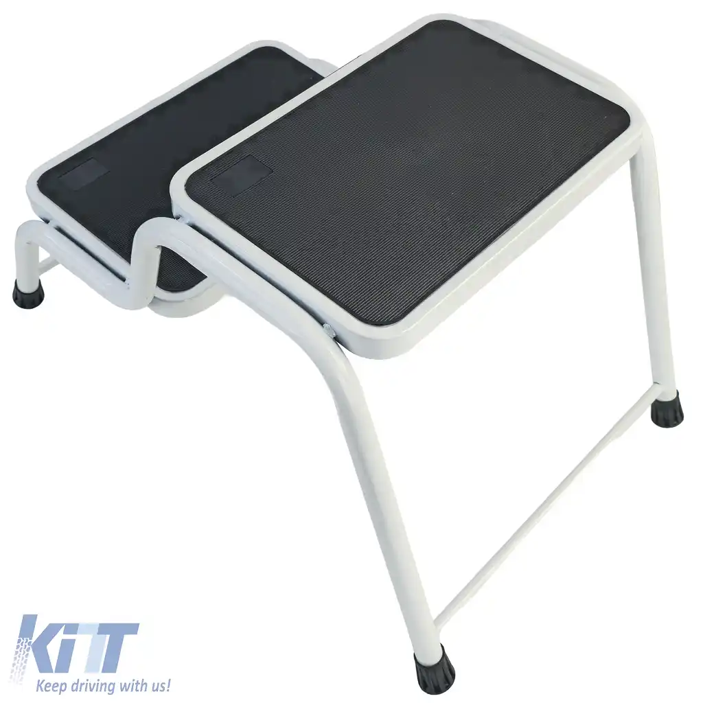 Scară dublă pentru caravană cu 2 trepte, platformă de până la 150kg, albă-image-6207069