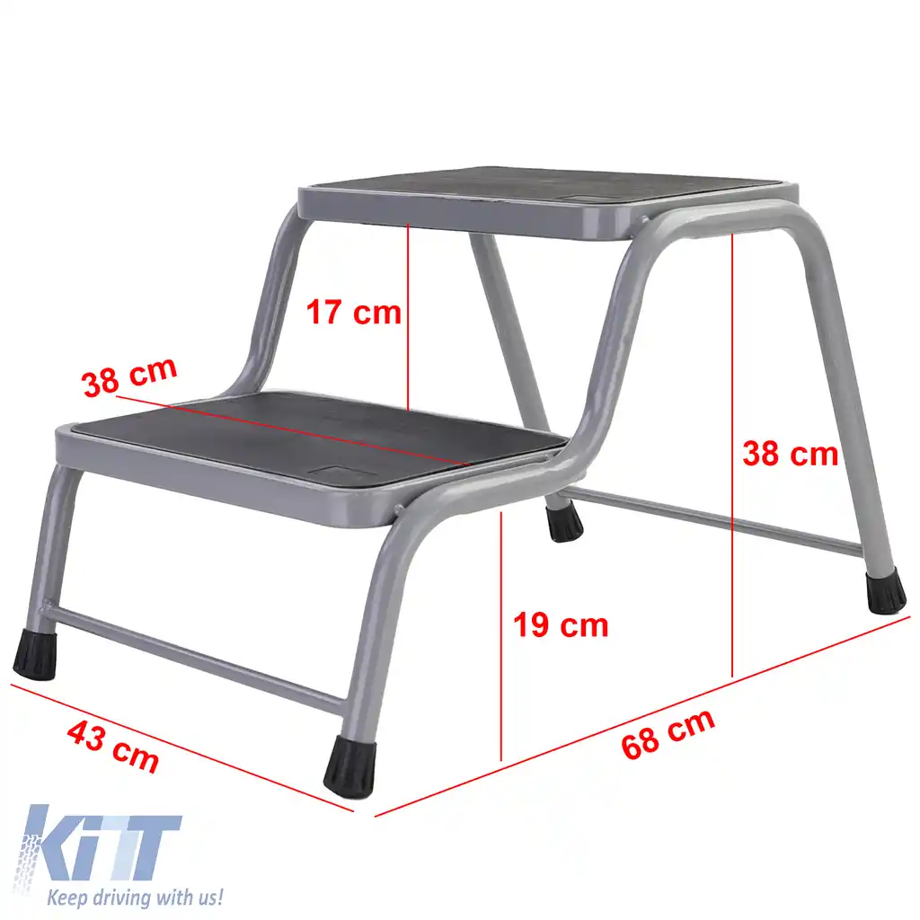 Scară dublă pentru caravană, platformă cu 2 trepte, încărcabilă până la 150kg-image-6204222
