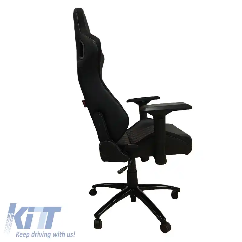 Scaun de curse Bucket RS Gaming PVC - Suede Negru/Roșu Cusătură Încrucișată Carner 2039-image-6295419