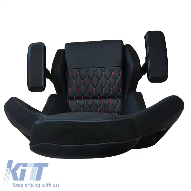 Scaun de curse Bucket RS Gaming PVC - Suede Negru/Roșu Cusătură Încrucișată Carner 2039-image-6295420