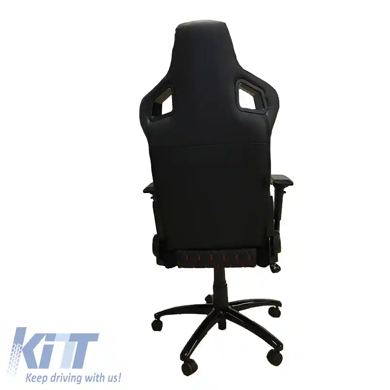 Scaun de curse Bucket RS Gaming PVC - Suede Negru/Roșu Cusătură Încrucișată Carner 2039-image-6295422