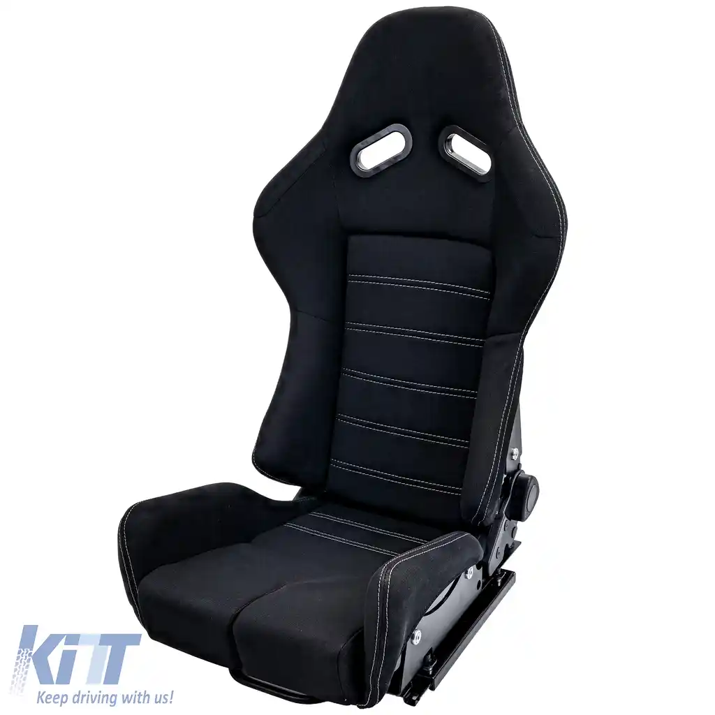 Scaun sport Hardcover Negru cu cusături gri, potrivit pentru SimRig