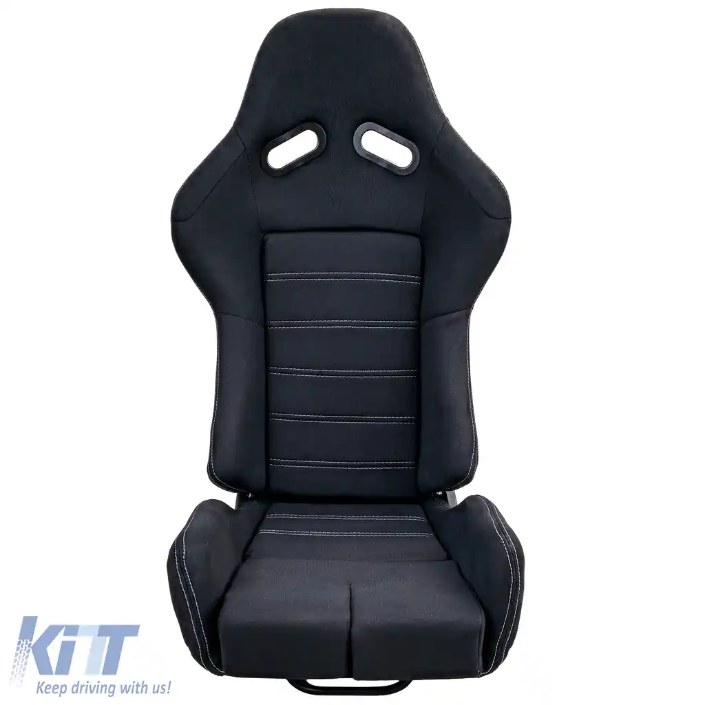 Scaun sport Hardcover Negru cu cusături gri, potrivit pentru SimRig-image-6210377