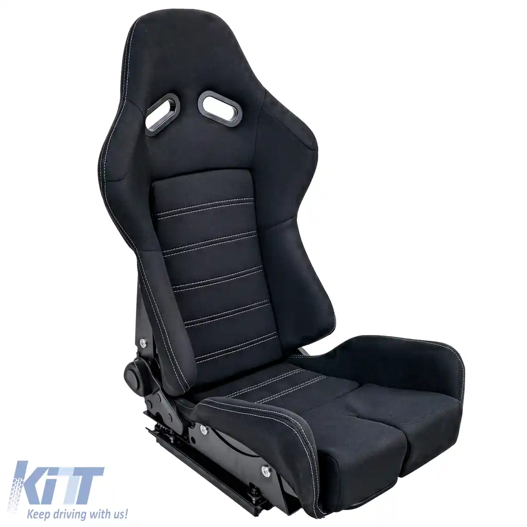 Scaun sport Hardcover Negru cu cusături gri, potrivit pentru SimRig-image-6210378