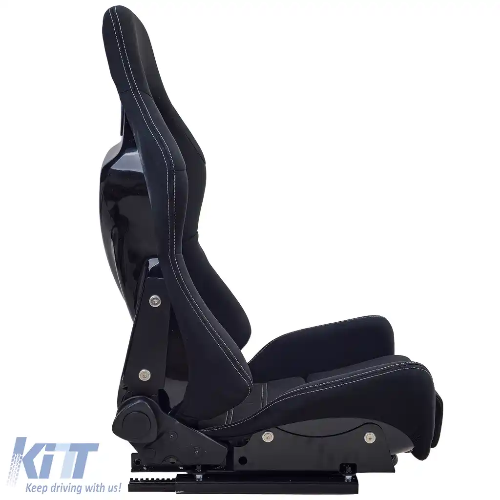 Scaun sport Hardcover Negru cu cusături gri, potrivit pentru SimRig-image-6210379