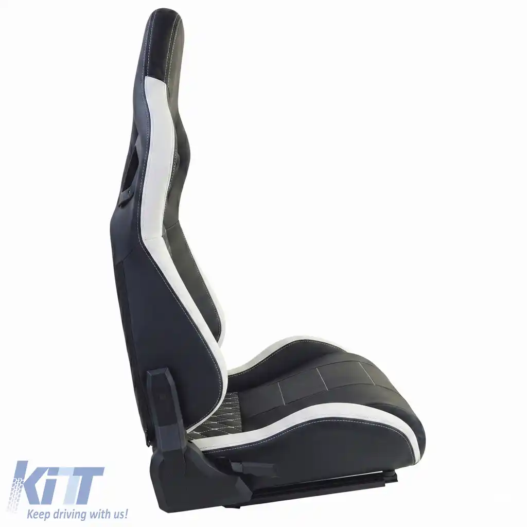 Scaun sport Route Negru Alb Sim Rig Racing Scaun de simulare de curse-image-6327305