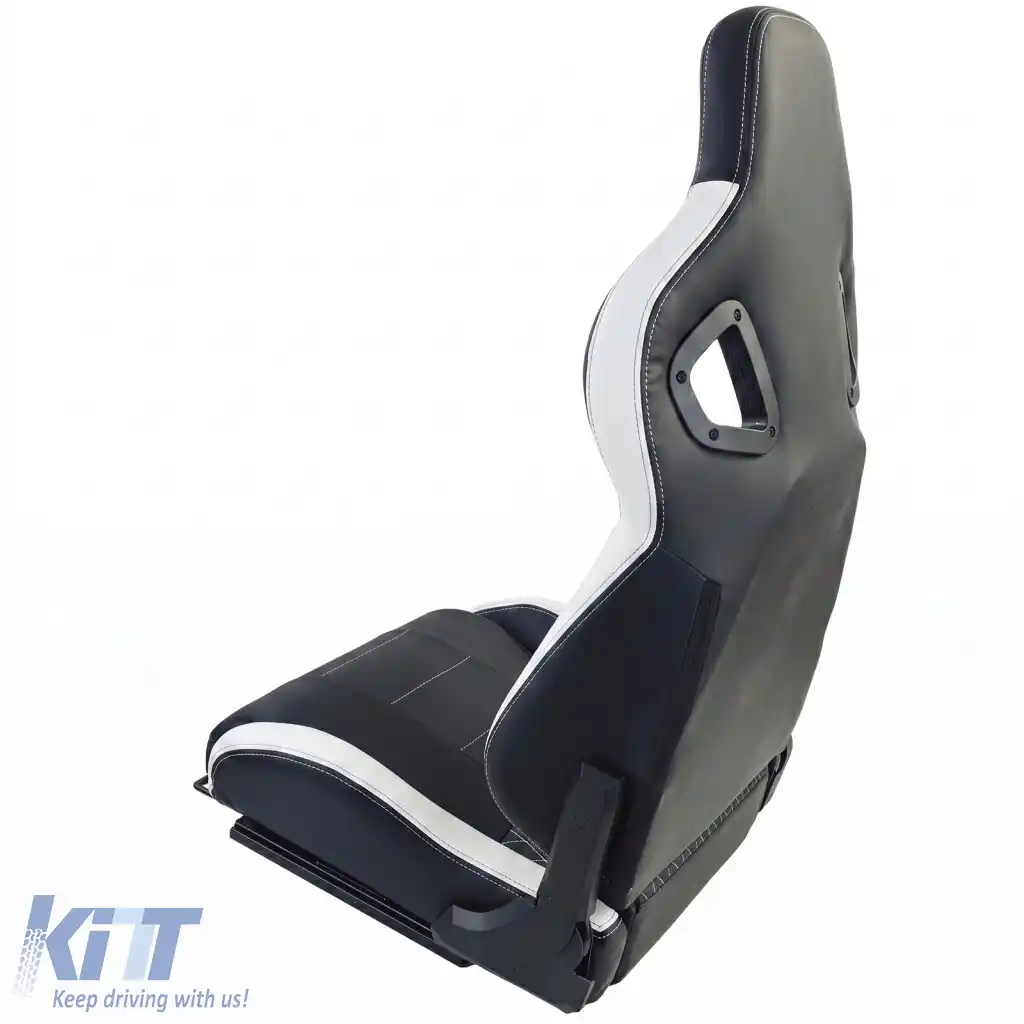 Scaun sport Route Negru Alb Sim Rig Racing Scaun de simulare de curse-image-6327310
