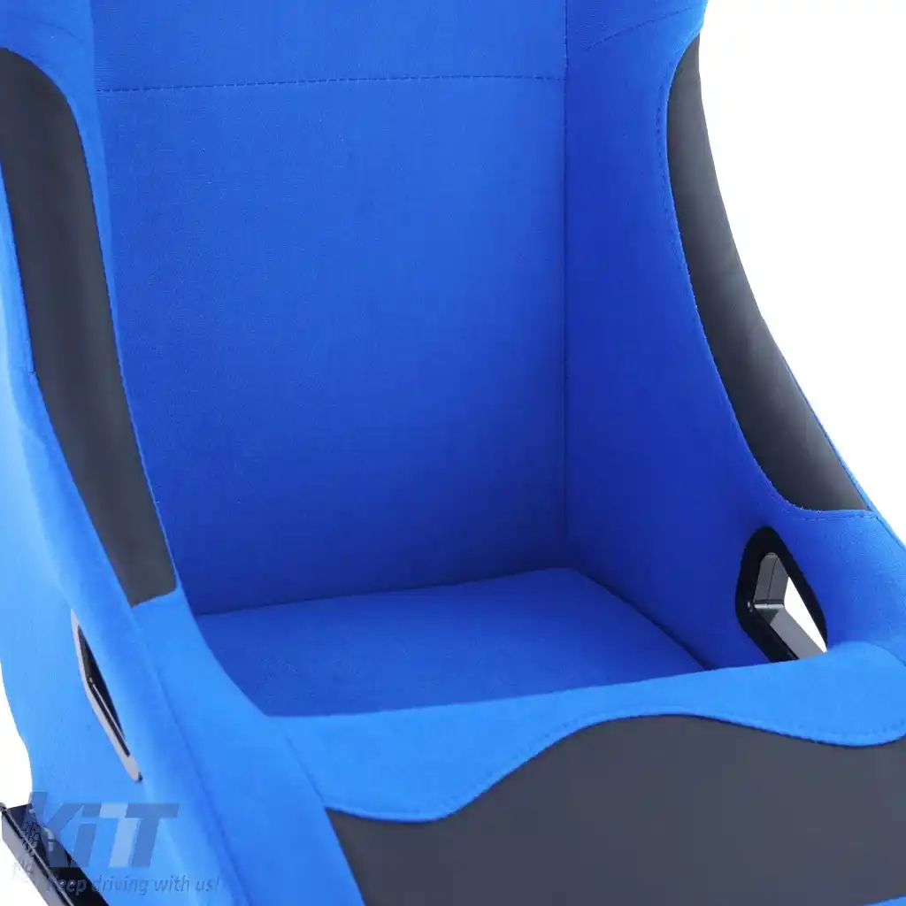 Scaun sport tip bucket Race1 cu șine, țesătură albastră-image-6278705