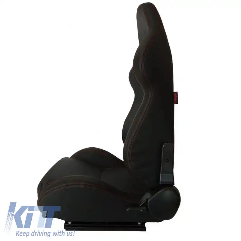 Scaune Bucket Apollo Sport PVC Negru Cu Cusături Roșii Pachet 2 Buc-image-6293528