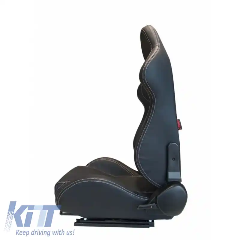 Scaune Bucket Apollo Sport PVC Negru Cu Cusături Albe Pereche 2 Buc-image-6293534