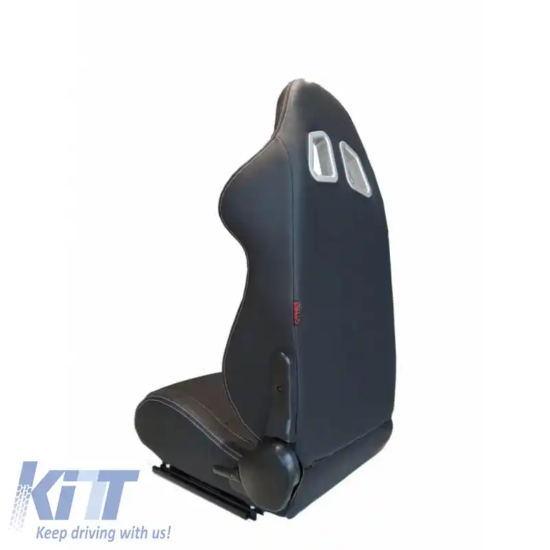 Scaune Bucket Apollo Sport PVC Negru Cu Cusături Albe Pereche 2 Buc-image-6293535