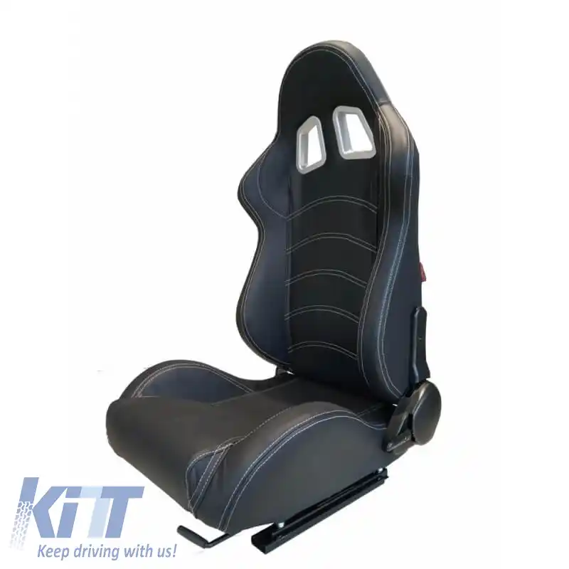 Scaune Bucket Apollo Sport PVC Negru Cu Cusături Albe Pereche 2 Buc-image-6293536