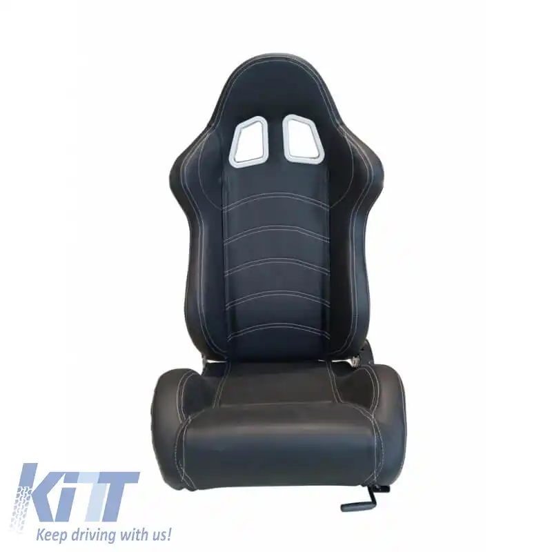 Scaune Bucket Apollo Sport PVC Negru Cu Cusături Albe Pereche 2 Buc-image-6293541