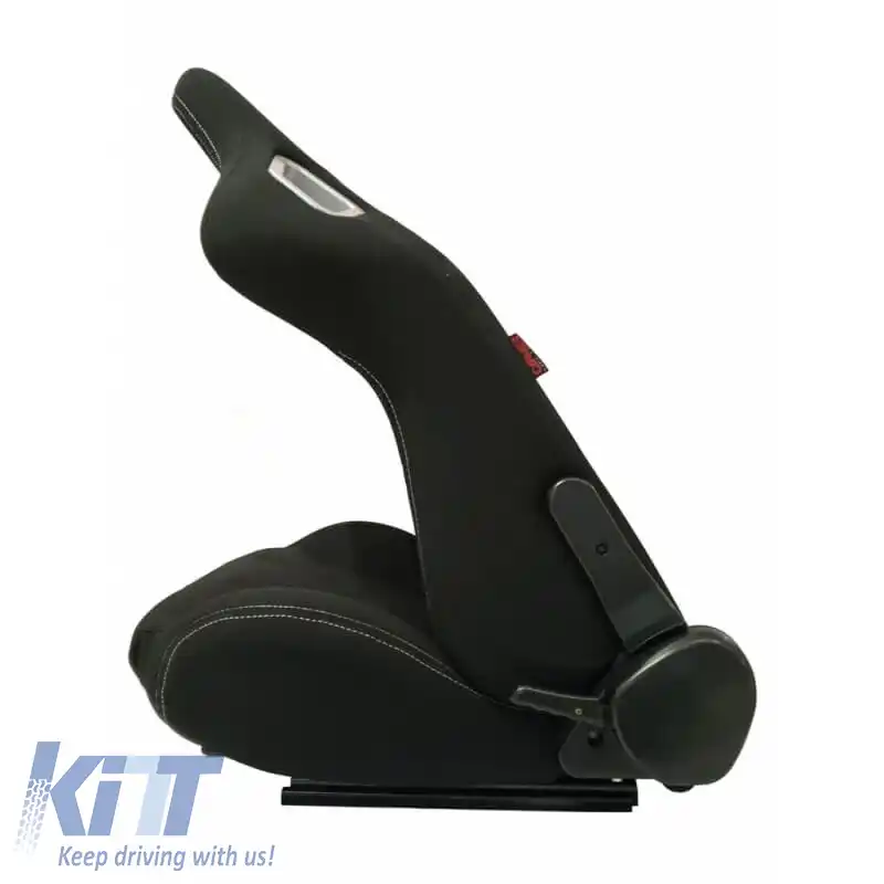 Scaune Bucket RS din țesătură neagră cu cusături albe, pereche 2 buc.-image-6293701