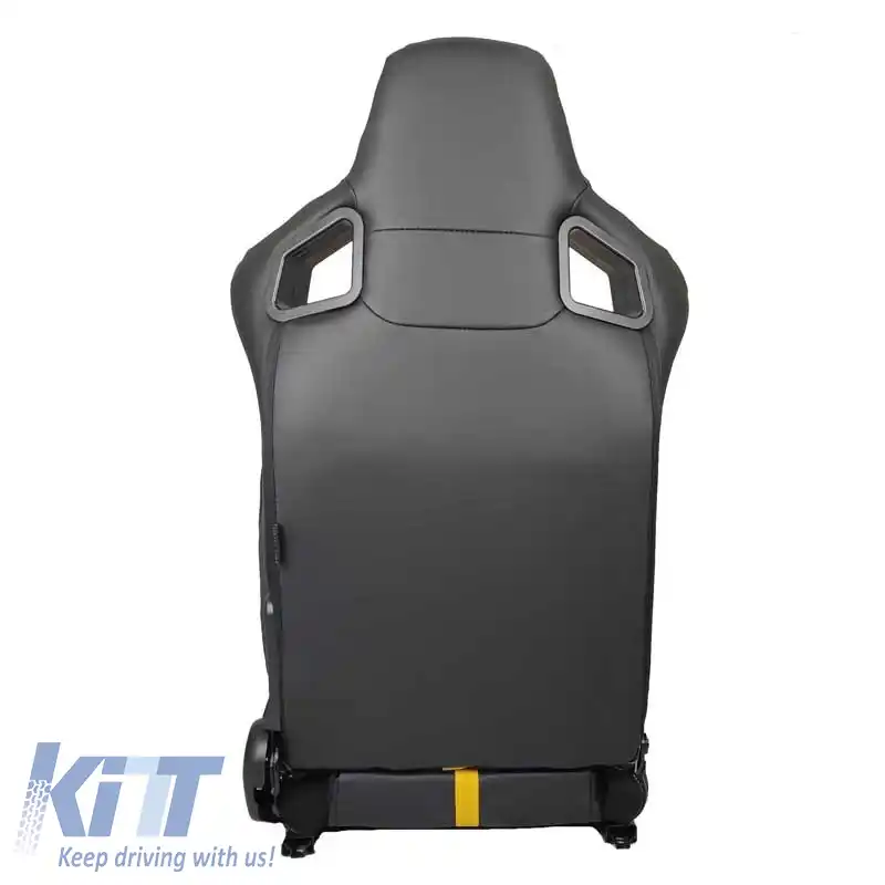 Scaune Bucket RS Performance PVC / Suede / Material Negru Cu Linie Galbenă Pachet 2 Buc.-image-6293605