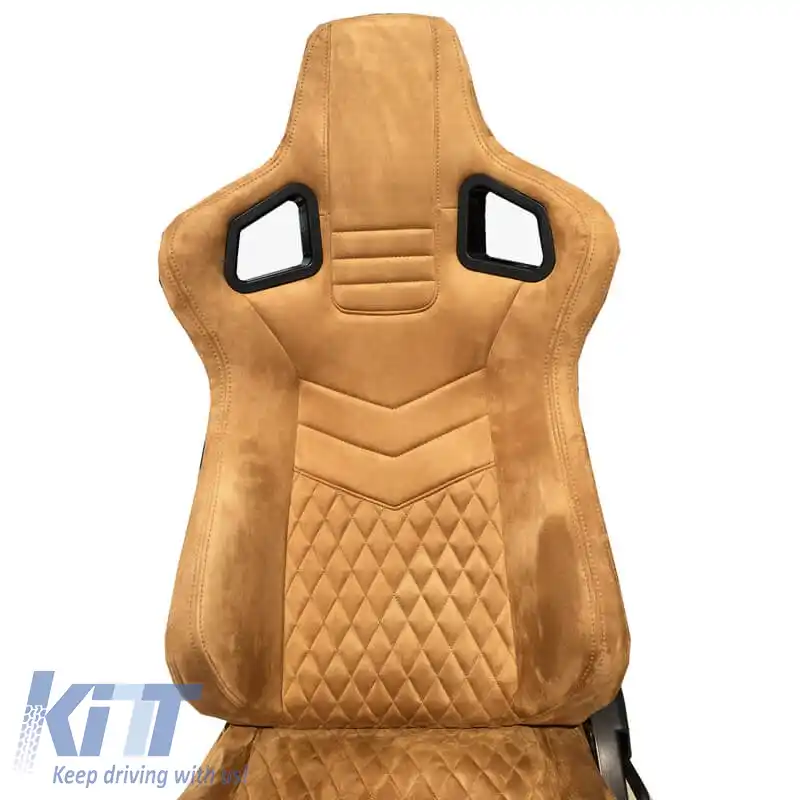 Scaune Bucket RS Suede Alcantara Bej Cu Cusături Încrucișate Bej Pachet 2 Buc.-image-6293623