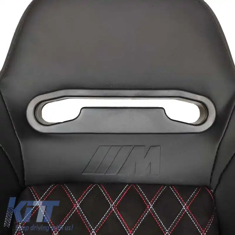 Scaune Bucket Zeus M Power Design Design PVC/Alcantara Negru Cusături Tricolore & Cusături Tricolore Încroșate Pachet 2 Pcs-image-6293580