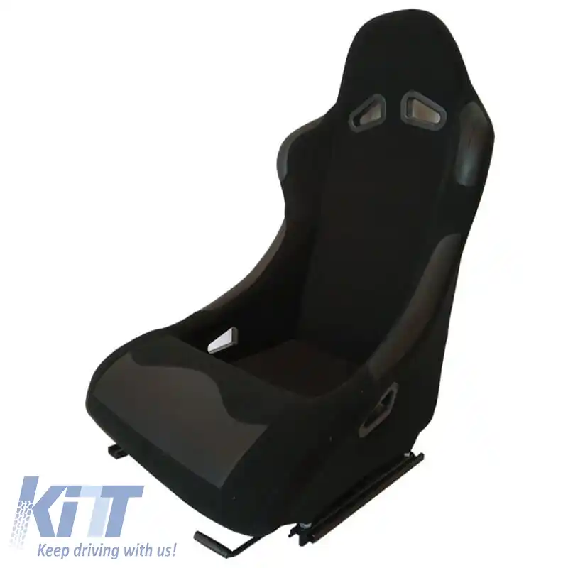 Scaune tip bucket Daytona din țesătură complet negre, pereche 2 buc.-image-6293694