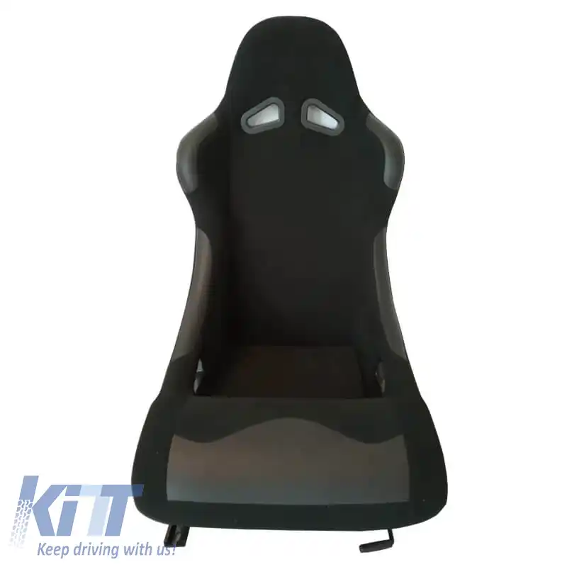 Scaune tip bucket Daytona din țesătură complet negre, pereche 2 buc.-image-6293695