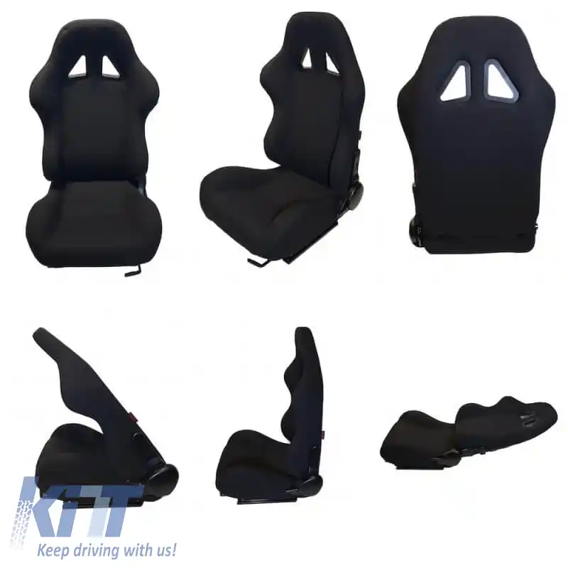 Scaune tip bucket Poseidon din țesătură, complet negre, pereche 2 buc.-image-6293688