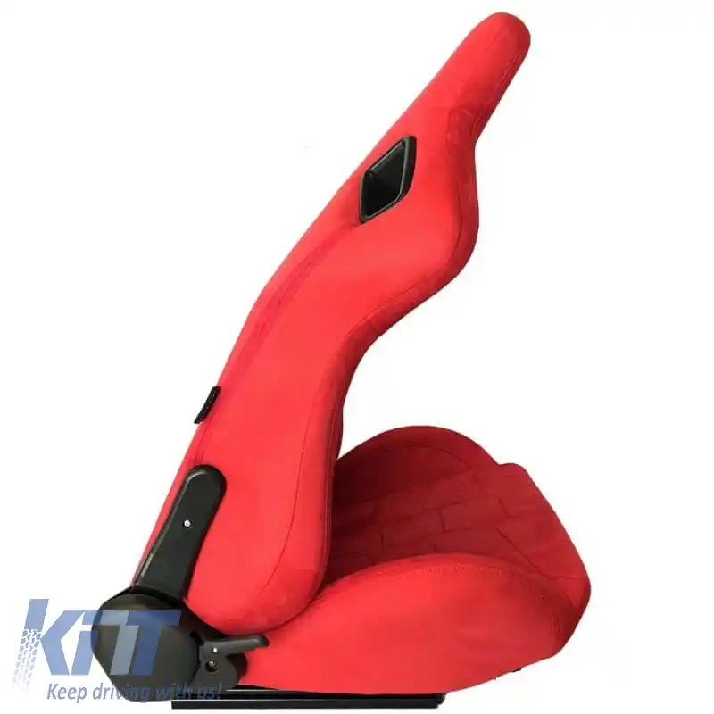 Scaune tip bucket potrivite pentru R8 din Suede Alcantara roșu, pereche 2 buc.-image-6293655