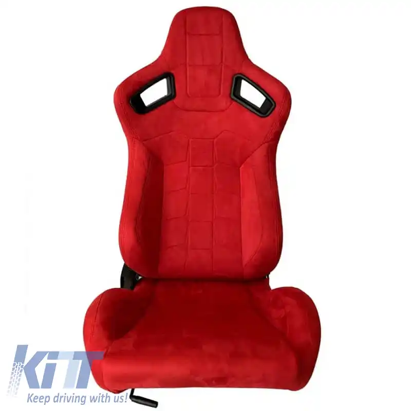 Scaune tip bucket potrivite pentru R8 din Suede Alcantara roșu, pereche 2 buc.-image-6293657